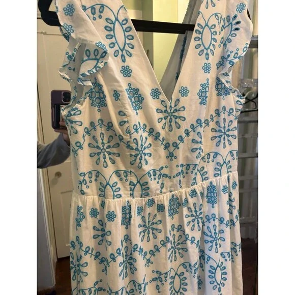 Lilly Pulitzer size 10 Lillyanne Eyelet MIDI Dress blue and white embroidered - Picture 3 of 7